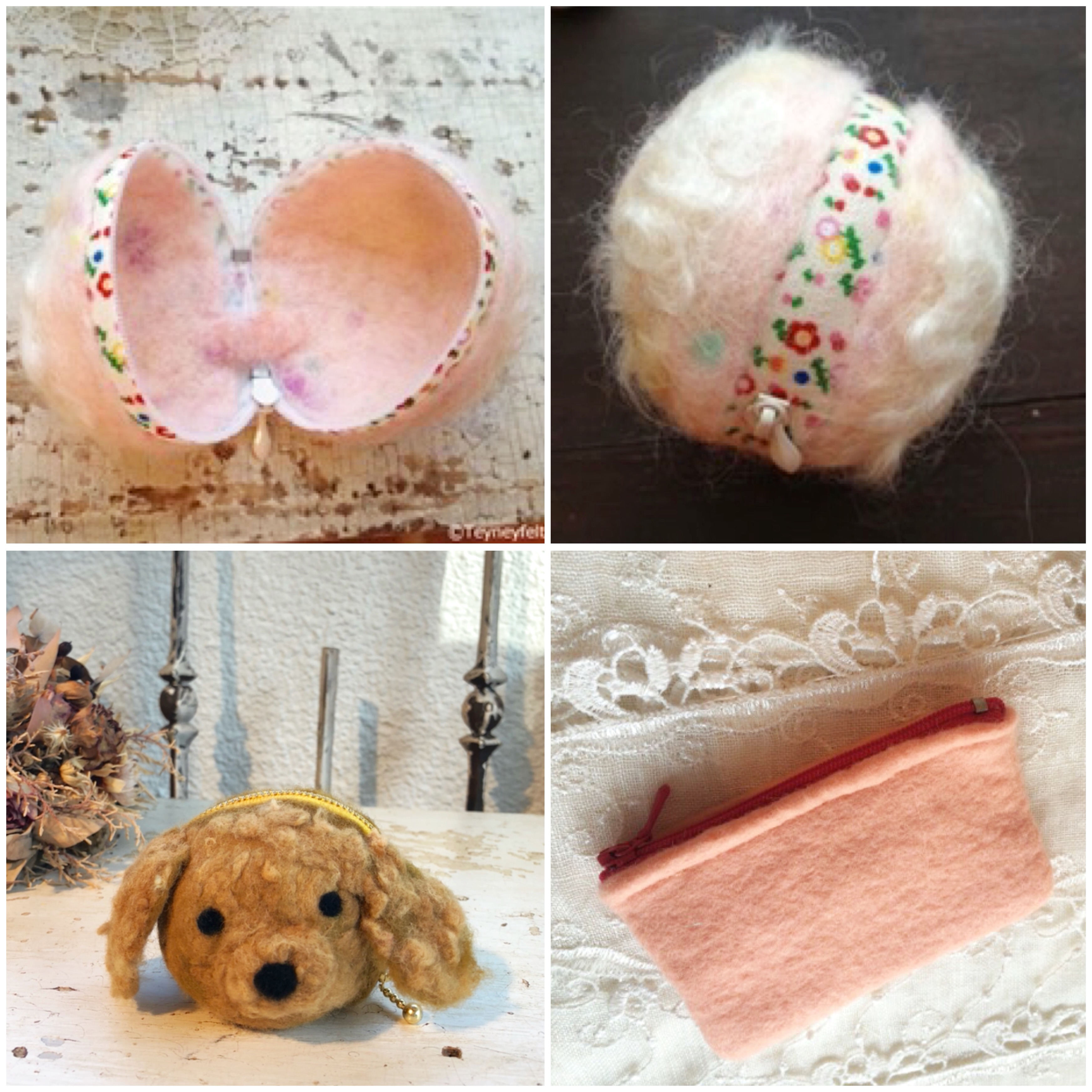 羊毛フェルトの ポーチコース 作品レポート 東京 学芸大学駅の羊毛フェルト教室 Shop Teyneyfelt